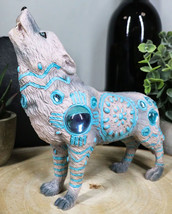 Turquoise Heavens Native Tribal Howling Snow Wolf Totem Spirit Figurine ... - £21.62 GBP