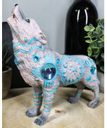 Turquoise Heavens Native Tribal Howling Snow Wolf Totem Spirit Figurine ... - $492.62 MXN