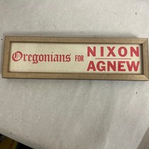Framed 1968 Oregonians For Nixon Agnew 14&quot; Bumper Sticker Unused! - £11.84 GBP