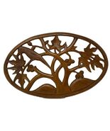 Vintage Mid-Century Hand Carved Wooden Wall Hanging Leaves &amp; Bird - $47.49