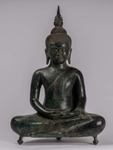 Buddha - Antique Khmer Style Bronze Seated Meditation Buddha Statue - 49cm/20&quot; - £1,154.32 GBP