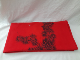 MCM California Handprints Christmas Tablecloth Red w/ Black Pine Boughs 82&quot;x60&quot; - £23.26 GBP