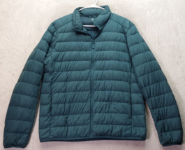 Uniqlo Puffer Jacket Men&#39;s Medium Green Nylon Down Packable Long Sleeve ... - £20.36 GBP