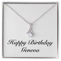 Happy Birthday Geneva - Alluring Beauty Necklace Personalized Name - £47.50 GBP