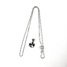 Sterling Silver 18&quot; Long Box Chain Necklace + Four Leaf Clover Pendant - £21.74 GBP