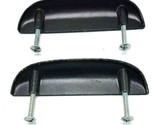 1 Pair Retro Drawer Pulls Finger Cup Style Black Painted Brass  - $5.89