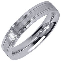 14K White Gold Mens Wedding Band 4mm Satin Flat Comfort Fit - £445.84 GBP