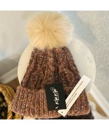 KYI KYI Faux Fur Pompom Classic Wool Beanie Hat, Natural/Cream, One Size... - $55.17