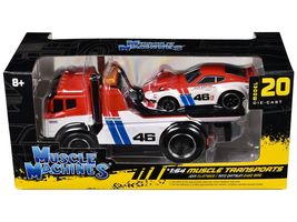 JDM Flatbed Truck #46 Red and White with Blue Stripes and 1972 Datsun 240Z #46 R - $936.13 MXN