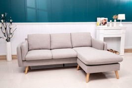 L-shaped sofa with footrests can be left and right interchangeable - Light Gray - £367.49 GBP