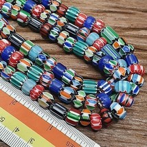 Lot 3 Vintage Venetian African Style Glass Chevron 6-10mm Beads Long Str... - $49.05