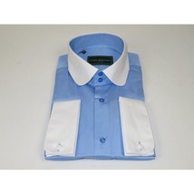 Men 100% Cotton Shirt CIERO MONTERO Turkey #STN 258 Blue/White Collar Slim Fit image 5