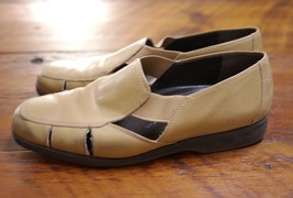 EASY SPIRIT Khaki Leather Slip On Comfort Mary Janes Sandals Womens 7B 37.5 - £19.53 GBP