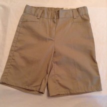 Girls New Size 10 Austin shorts uniform long khaki bermuda belt loops - £13.42 GBP