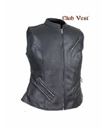 Women&#39;s Leather Gun Pocket Vest Club Vest Leather Apparel Biker Vest - £43.28 GBP+