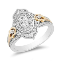 Enchanted Disney Jasmine 1.34 CT Oval Diamond Arabesque Frame Engagement Ring - £102.29 GBP