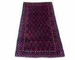 2' 8" X 4' 6" Vintage Handmade Tribal Wool Rug Balouchi Rug Afghan Rug Red Blue