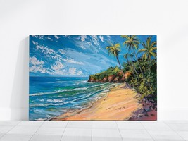 Beach Drawing Painting, Pastel Tropical Beach Art Hawaii Print Large Portrait - £17.46 GBP+