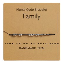8Seasons Fashion Morse Code Bracelet Charm Beads Rope Bracelet Women Men Silver  - £8.46 GBP
