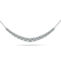 1Ct Brilliant Graduated Real Moissanite Curved Tennis Necklace White Gold Plated - £169.19 GBP