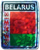 AES Wholesale Lot 12 Belarus Country Flag Reflective Decal Bumper Sticker - $12.88