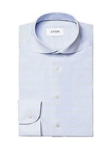 Eton Men&#39;s Slim Fit 4 Way Stretch Tick Weave Dress Shirt Light Blue-EU 3... - £102.21 GBP