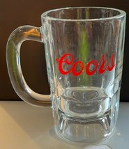 VINTAGE  Coors Beer Mug Heavy Clear Glass Shorty Logo 10 Ounces Left Handle - £10.02 GBP