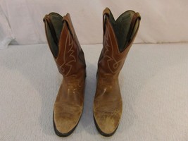 Adult Men&#39;s Durango 8 D Brown Leather Cowboy Style Slip On Boots 33276 - £36.35 GBP