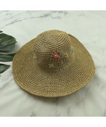 Capelli Womens Vintage Y2k Straw Sun Hat One Size Floral Embroidered Floppy - $37.89 CAD
