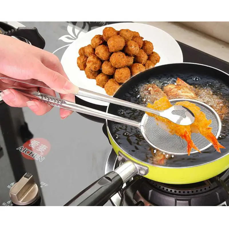 Unctional filter spoon with clip food kitchen a frying bbq filter stainless steel clamp thumb200