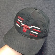 Vintage Chicago Bulls Hat Cap Black Red Script Logo NBA YA Rare 90s VTG E Cap - £18.47 GBP
