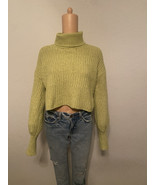 Hippie Rose Cropped Sweater Junior&#39;s SIZE Small Lime green Long Sleeve N... - $16.00