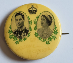 1939 Welcome To Canada King And Queen Royal Family Button Pin Back Wear Early - £19.90 GBP