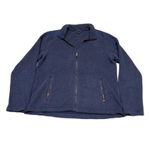 Lands&#39; End Women&#39;s L Blue Heather Fleece Full Zip Jacket Sweater Lightwe... - £36.81 GBP