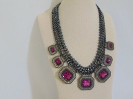 INC International Concepts 18&quot; Grey Tone Purple Stone Drama Necklace S284 $79 - $33.59