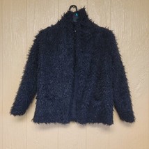 Love Fire Womens Faux Fur Jacket with Pockets sz Small Black Open Front ... - £19.65 GBP