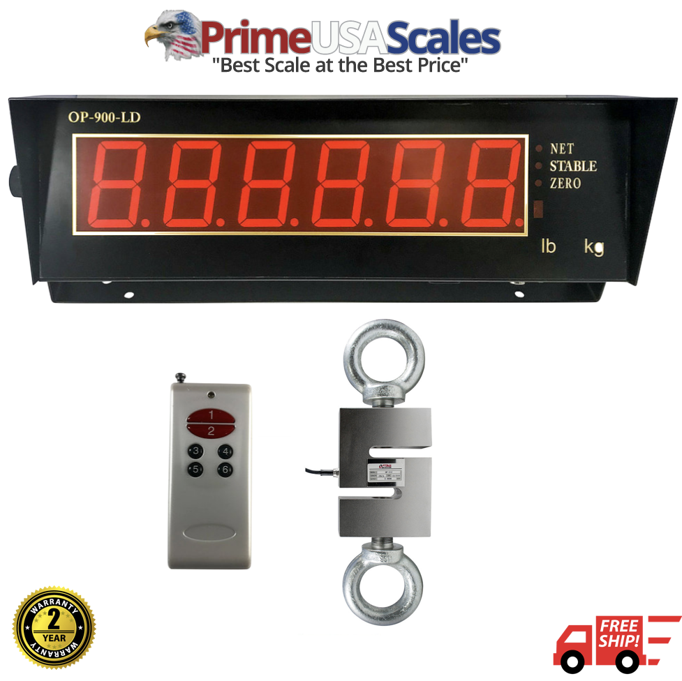 Optima Scale OP-926-LD, 3,000 LB x 0.5 LB Hanging S-Hook Crane Scale  - $665.00