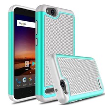 Green &amp; Gray Hybrid Case for ZTE Tempo X N9137 - Rugged Hard Armor Cover USA - £2.39 GBP
