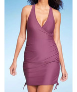 Kona Sol Women&#39;s Swim Dress One Piece Swimsuits Side Tunneled Swimwear P... - $9.89