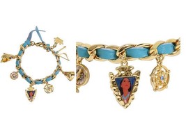 DISNEY COUTURE POCAHONTAS COMPASS/BOW &amp; ARROW/TEEPEE 6 CHARMS BRACELET**... - £36.96 GBP