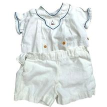 VTG 40s Baby Sun Suit 2PC Nautical Sailboat Romper Anchor Motif 6mo Doll - $34.60