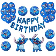 36Pcs Lilo And Stitch Balloons, Stitch Happy Birthday Balloons Aluminum Foil Let - £22.19 GBP