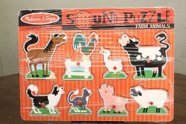 Modern SOUND Wood Puzzle Melissa &amp; Doug Farm Animals Rooster Horse Cow Dog - $11.04