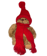 Hallmark Card Plush Bear Brown Teddy Mary Red Scarf Ribbon Beanie Hat Lo... - £5.35 GBP