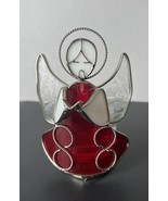 Beautiful Vintage Stained Glass Candle Holder Angel Red Dress Christmas ... - £11.32 GBP