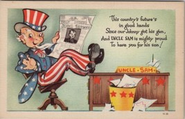 Uncle Sam Newspaper Mighty Proud Johnny WWII Recruiting Propaganda Postcard U11 - £23.39 GBP