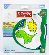 Playtex Plates 6m+ 2 Plates Bpa Free Dinosaur Plastic Rubber Trim No Sli... - $16.40
