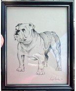 Vintage Artist Signed Original Pencil Graphite Drawing Pet Bulldog Portr... - $37.70