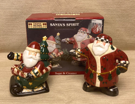 Sakura Debbie Mumm Santa's Spirit creamer and sugar set Christmas discontinued - $8.00