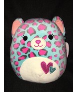 Valentines SQUISHMALLOW 8&quot; Plush Chelsea Pink &amp; Blue Spotted Leopard Hea... - £15.87 GBP